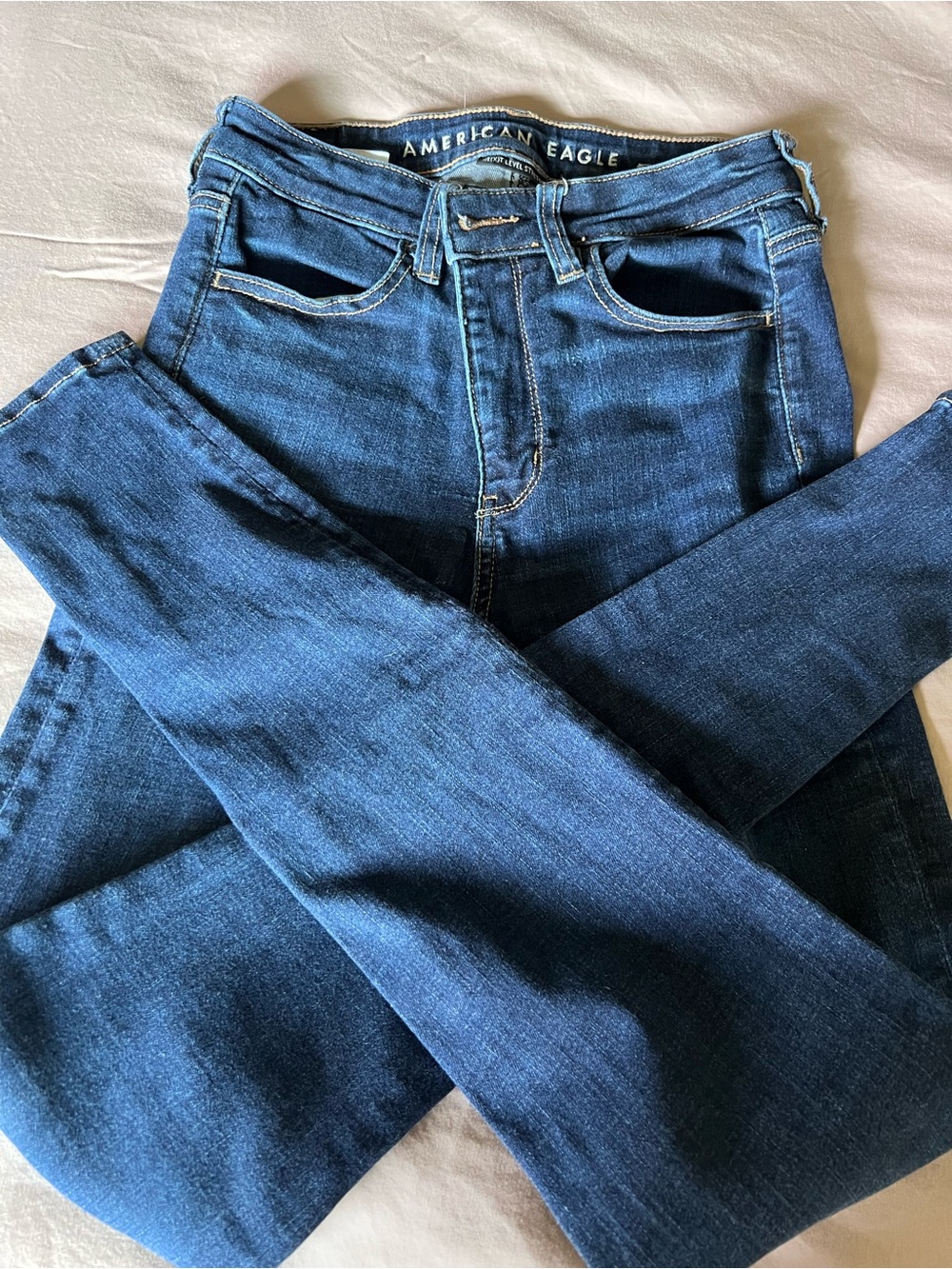 American Eagle Outfitters Women's Dark Blue High-Rise Denim Jeggings 4Long